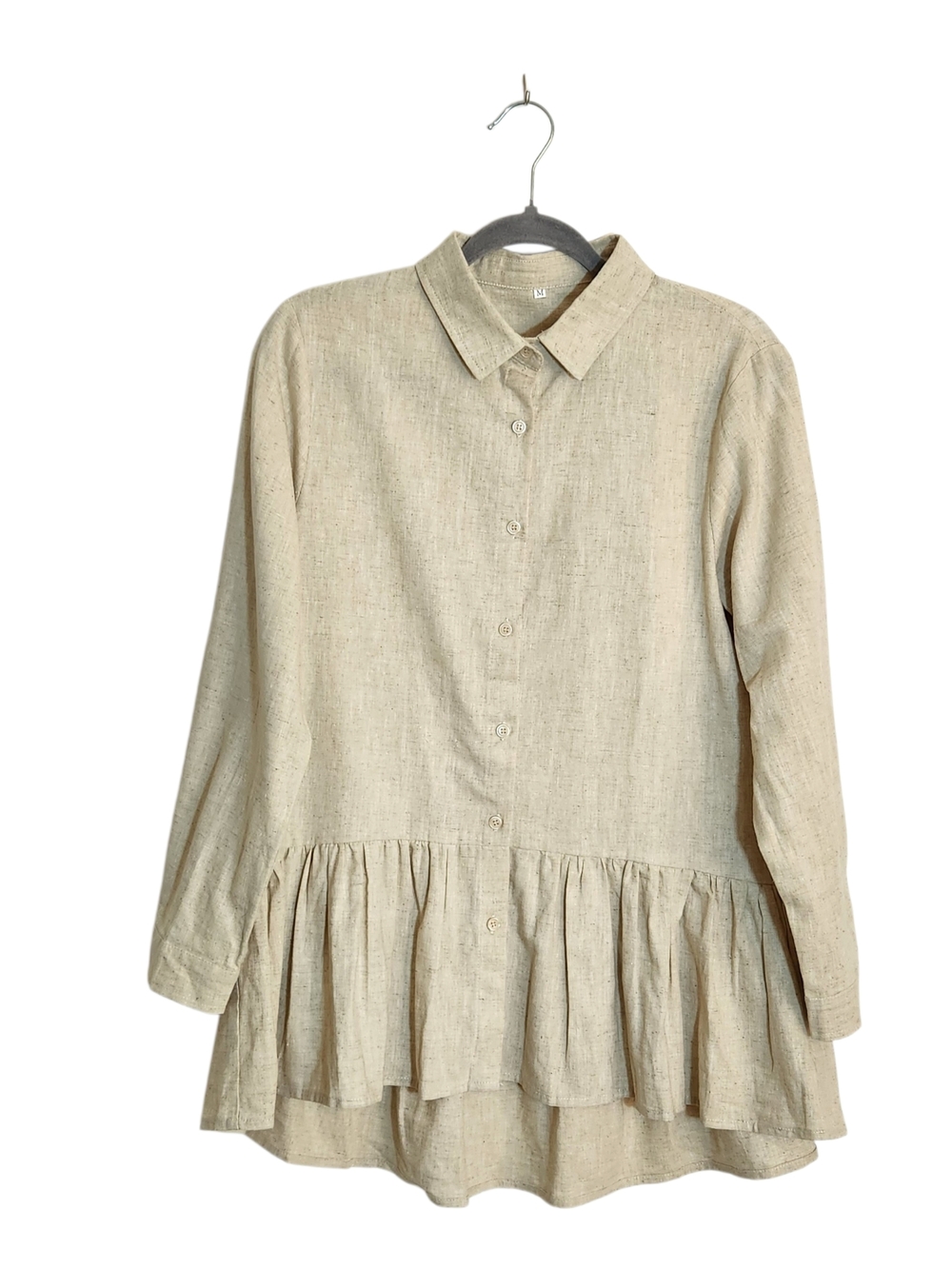 Natural Cream Textured Oversized Button Down Tunic Size Medium